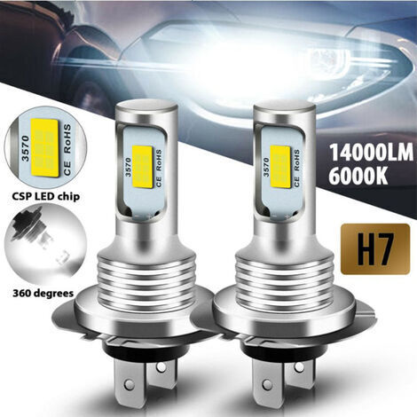 4-Pack, H7 LED Bulb, 14000 LM 6000K Extremely Bright White LED Headlamp, IP68 Waterproof All-in-One Plug and Play Conversion Kit (Kit de conversion prêt à l'emploi)