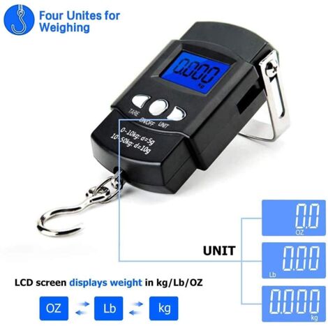 Balance électronique à Crochet – LCD Numérique, Jusqu’à 50 Kg, Avec Ruban 1 M, Neuve