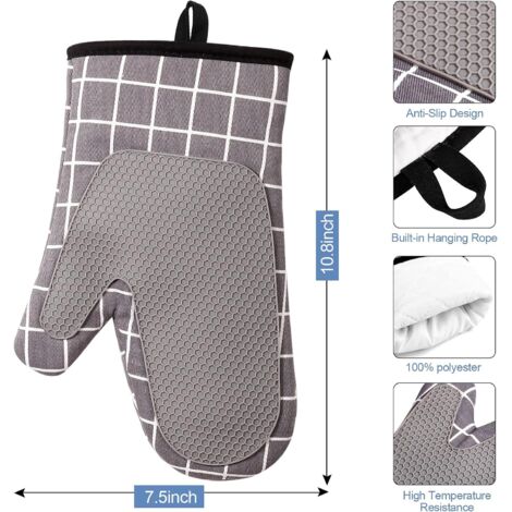 Gants De Cuisine Résistants à 800°C - Silicone Antidérapant - Pour Four, Barbecue, Soudure - Lavables Machine