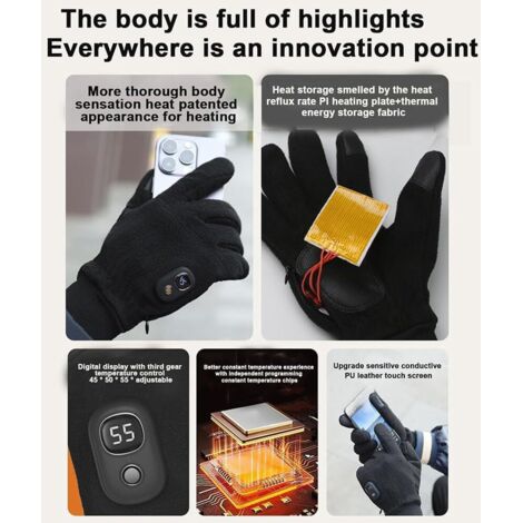 Gants Chauffants Électriques Rechargeables D'Hiver - Écran Numérique