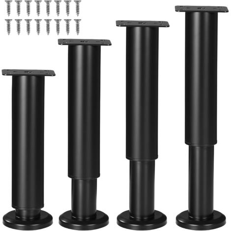 8 Pièces Pieds de Meuble, 18-30cm Pied de Meuble Reglable , pieds de meubles en métal noir, adaptés aux pieds de meubles DIY pour armoires, canapés, tables, chaises, supports TV et tables de chevet (1/5)