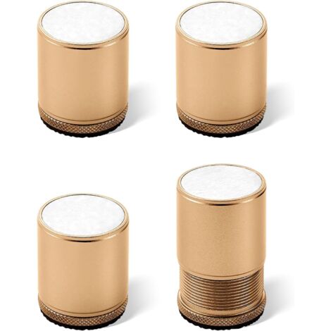 4 Pièces Pied Reglable pour Meuble, Métal Pied de Meuble Reglable, Rehausseurs de Table Auto-adhésifs, pour Chaise, TV, Canapés, Armoires (Couleur Or)