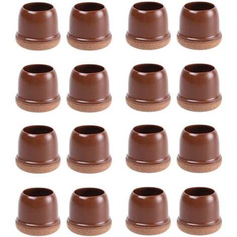 16 Pièces Protection Pied de Chaise Gomme Chaise Casquettes Pieds Anti-Scratches Feet Pads avec Feutre de Chaise Protecteur pour Jambes de Meubles,Marron Rond (S,14-19mm) (1/5)