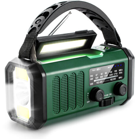 Radio d'urgence Survie Radio Solaire Survie 10000mAh Multifonction AM/FM, Chargeur Solaire pour Téléphone Lampe d'urgence à Manivelle Kit de Survie pour Camping,Randonnée et Urgences