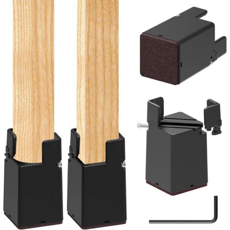 4 pièces rehausseurs de Meuble 7,5cm, Ajustables rehausseurs de Meuble avec Pinces à vis, Charge Lourde pour Pieds carrés Ronds 22-42 mm Compatible chaises Lits (Noir 7,5cm) (1/5)