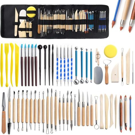 LOLIPPYY Lot De 5 Outils De Sculpture Argile - Instruments Pour Modelage, Découpe Et Lissage De Pâte à Modeler