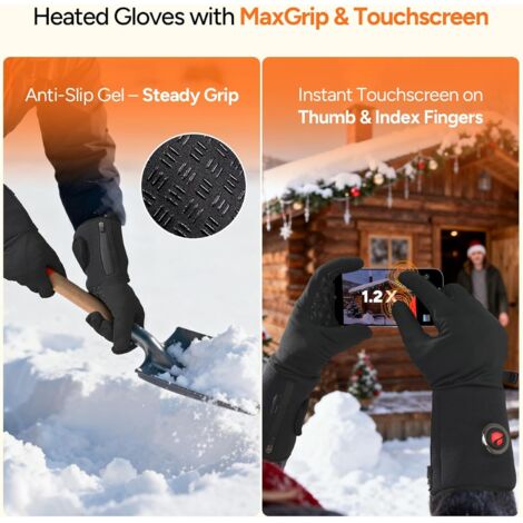Gants Chauffants Rechargeables USB - Mitaines Tactiles Coupe-vent Pour Vélo, Ski, Hiver - Tailles M à XL