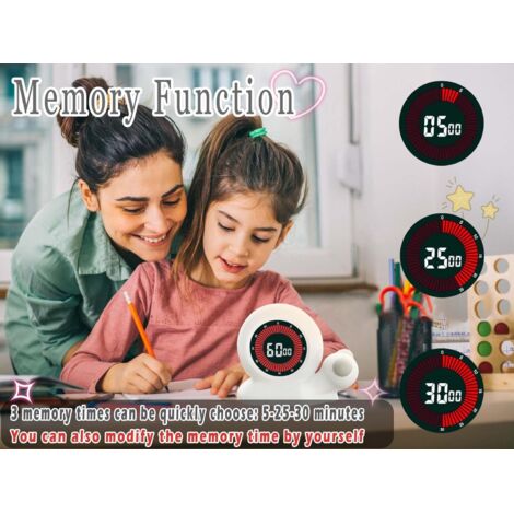 Minuteur Cuisine Enfant Minuteur Visuel Enfant LIORQUE - Rechargeable, Silencieux, Avec Support Magnétique - Blanc Reveil Enfant Educatif Jour/nuit