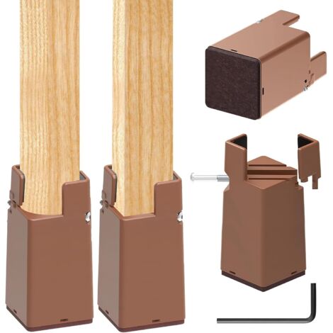4 pièces rehausseurs de Meuble 10cm, Ajustables rehausseurs de Meuble avec Pinces à vis, Charge Lourde pour Pieds carrés Ronds 22-42 mm Compatible chaises Lits (10 cm, Marron) (1/5)