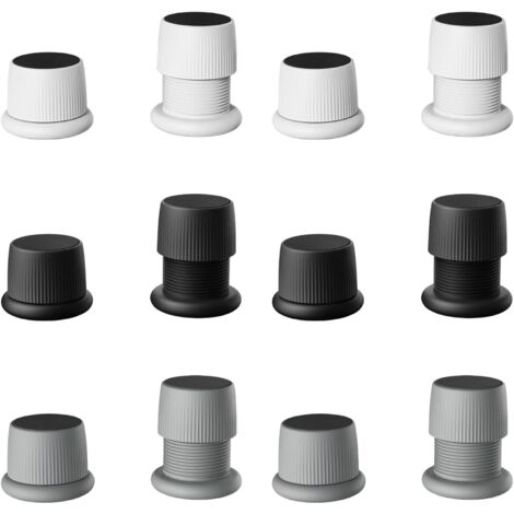 Lot de 12 Rehausseurs Réglables Antidérapants pour Meubles, Lits, Canapés, Tables et Chaises, Pieds de Meubles Réglables De 4,1 à 6,3 cm, Noir+Blanc+Gris (1/5)