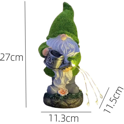 Nain De Jardin Solaire Lumineux - Déco Extérieure Résine - 22,5 Cm