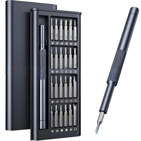 Lot de tournevis de précision 25 en 1 - Mini tournevis S2 en acier avec étui de rangement magnétique - Pour ordinateur portable/PC/lunettes/montres/téléphones portables/consoles de jeux/jouets (1/5)