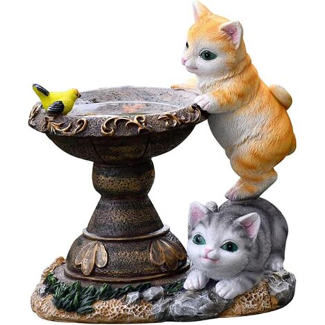 Statue de Chat à énergie Solaire,Papillons Lampes solaires pour extérieur,Figurine de d'animal décorative pour Jardin,Sculpture en résine étanche,Éclairage LED,pour Pelouse,Terrasse