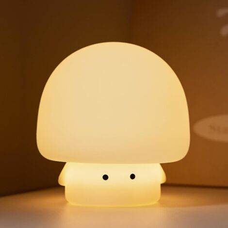 Cute Baby Mushroom Night Light Rechargeable Dimmable Silicone for Kids Holiday Gifts Veilleuse Champignon Bébé Silicone Rechargeable Réglable, Cadeau de Fête(Blanc) (1/5)