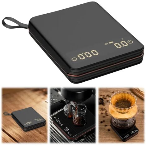 Balance Électronique à Café avec Minuterie, Mini Balance Rechargeable pour Café à Verser, à Goutte-à-Goutte et Espresso, Balance de Cuisine à Haute Précision avec Affichage LED, Précision de 0,1 g (1/5)
