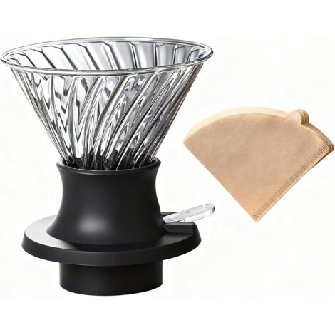 Brewer à Goutte-à-Goutte V60, Contrôle par Interrupteur à un Touche, Infusion à la Française et Libération Rapide, Verre Borosilicate sans BPA, Système Hybridte Facile à Nettoyer pour Débuteants