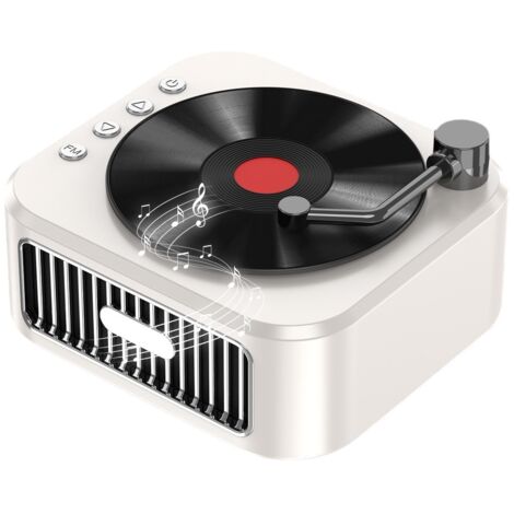 Haut-Parleur Platine Vinyle Rétro avec Son 360° Amélioré, Puce Bluetooth 5.3, Autonomie 10h+, 3 Modes de Lecture & Micro Unique Inclus, pour Maison & Bureau