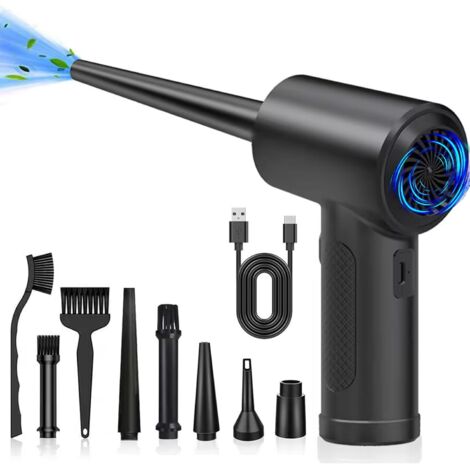 Souffleur Air Comprimé, 51000 TR/Min Dépoussiérants Puissants électrique,6000 mAh Batterie Plumeau à air électrique avec Lumière LED pour PC Duster pour Nettoyage PC, Maison pour Animaux domestiques