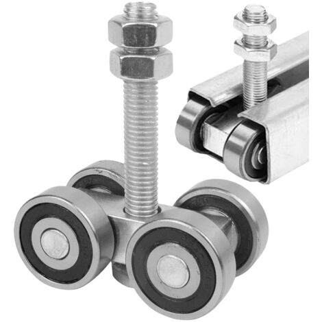 4 Pièces Generisch Strut Channel Trolley, système de rails coulissants flottants pour porte de grange, Roulette Industrielle, Acier inoxydable, Montage sur plaque
