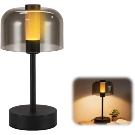 Lampe de table LED sans Fil,Lampe de Chevet Tactile LED Rechargeable,Lampe de Bureau Sans Fil,3 Température de Couleur Lampe Led pour Chambre Salon Camping Jardin Café Extérieur Noir (1/5)