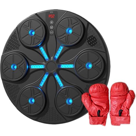 Boxe Musicale,Équipement D'Entraînement Intelligent - avec Lumières LED sans Fil Boxe Musicale Murale pour Adultes,pour Femmes Hommes Salle De Sport Maison(Noir) (1/5)