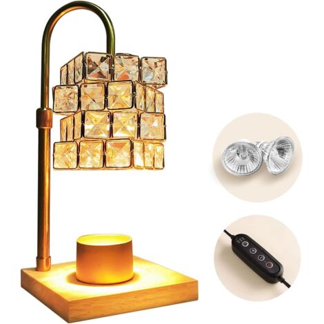 Lampe Réchauffante de Bougies Cristalline Dimmable avec Minuterie et Hauteur Réglable, Fondre-Wax Sans Flamme pour Bougies en Pot, Décoration Maison, Cadeau de Noël et de la Fête des Mères pour Femmes