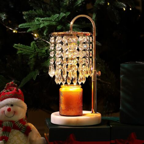 Lampe Réchauffante de Bougies Dimmable avec Minuterie, Base en Marbre et Hauteur Réglable, Réchauffeur de Cire Cristalline pour Bougies en Pot, Cadeau de Décoration pour Maison Neuve (Or Français) (1/5)