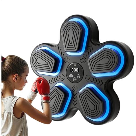 Machine de Boxe Musicale, Cible d'Entraînement de Boxe Intelligente Bluetooth avec Lumière LED, 9 Modes de Vitesse et Affichage Numérique, Coussin de Frappe Électronique Mural pour Jeu et Entraînement