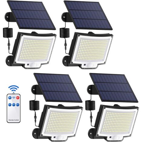 Lampe Solaire Extérieur avec Détecteur de Mouvement [228LED/3 Modes] Lumière Solaire Extérieure avec Télécommande, Étanchéité IP65 LED Solaire Extérieur Jardin avec Câble de 5 Meters (1/5)