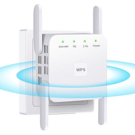 Houhence – Amplificateur WiFi 1200Mbps – Portée jusqu'à 7000 pieds – Dual Band 2.4&5GHz – Connexion jusqu'à 20 appareils – Port Ethernet - 6000sq