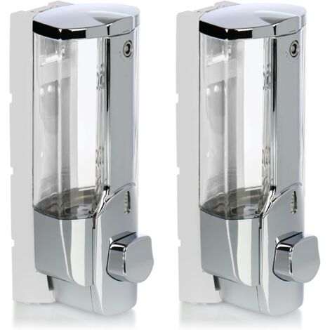Houhence – Distributeur de savon mural 2X rechargeable – Capacité 380 ml – Dimensions 19x8,5x7,5 cm – Pour gel douche et shampoing (1/5)