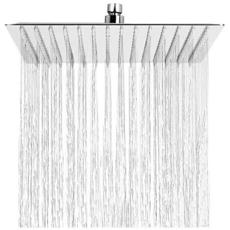 Carré,Pommeau de Douche Anti-Calcaire, Tête de Douche Pluie Economiseur d'Eau avec Buse en Acier Inoxydable 12 pouces/30cm finition Chrome Poli (Miroir) (1/4)
