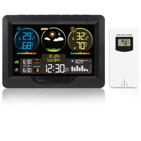 Station météo intelligente 3383M – Grand écran couleur – Température intérieure/extérieure – Humidité – Prévisions météo – Curconsa - FJ3383M