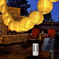 Guirnaldas Luces Exterior Solar, 30 Farolillos Guirnaldas de Luces Solar Jardín LED 8 Modos, Impermeable IP65 Guirnalda Luces Decoración Interior Luz para Terraza Patio Fiesta Boda Casa Navidad