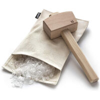 Bag and Marteau brise-glace manuel en coton écrasé réutilisable avec accessoires en bois Kit d'accessoires de bar pour Crushes Ice Dried Ice Dried ice (2 pcs)