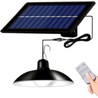Solar Pendant Lights, Solar Powered Shed Light Outdoor Indoor Gazebo Light with Remote, Waterproof Hanging Chandelier for House, Home, Barn, Porch, Garden, Patio (Single Lamp)