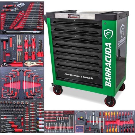 Servante d'atelier roulante Barracuda Tools Rock PRO+ 8 tiroirs – Acier, 200 kg, 4 roues avec freins, armoire verrouillable – Chariot mécanicien