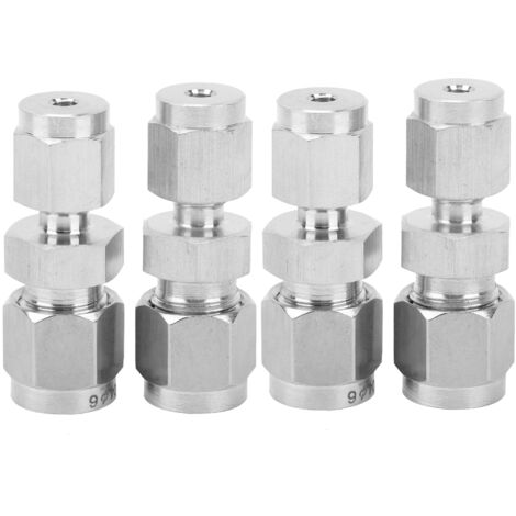 4 Pièces Adaptateur de Tube à Compression en Acier Inoxydable 304, Réducteur Droit à Double Bague Ф3/Ф6 (1/5)