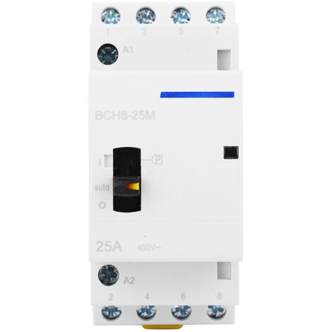 Contacteur modulaire 4P 25A 24V AC avec interrupteur manuel BCH8-25M pour usage domestique (1/5)