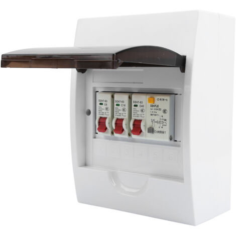 Boîtier électrique 2 modules 40A 30mA disjoncteur différentiel + 2 disjoncteurs pour garage et bâtiment résidentiel