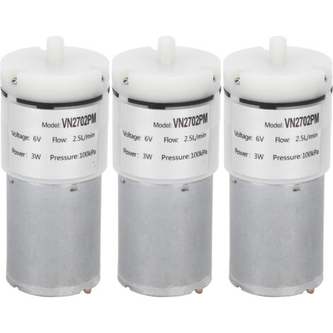 3 Pièces Pompe à Diaphragme Miniature pour Aquarium, Moteur à Vide DC 6V VN2702PM pour Eau et Air (1/5)