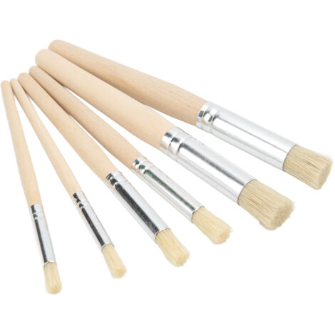 6 Pinceaux à Pochoir Ergonomiques en Bois - Set de Brosses pour Peinture Aquarelle, Art et Loisirs Créatifs DIY (1/5)