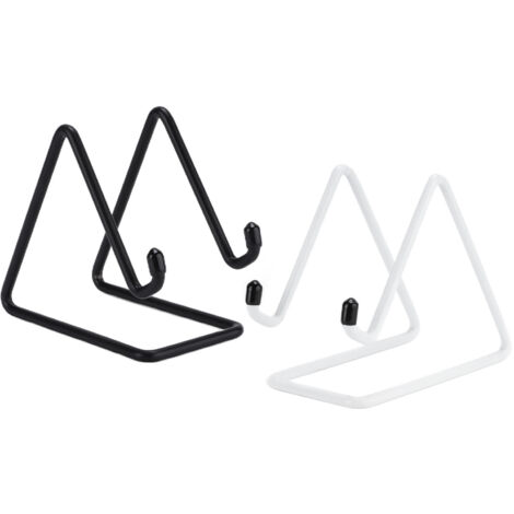 Support téléphone triangulaire stable, 2 pièces avec protection caoutchouc anti-rouille pour tablette et mobile, portable, noir et blanc (1/5)