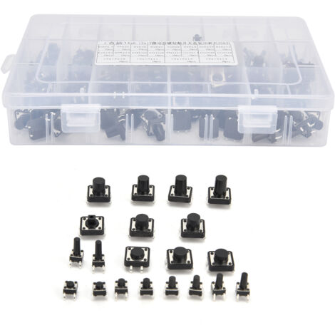 250 Interrupteurs Tactiles 6x6 12x12 Miniatures à Poussoir pour Télécommandes et Jouets Électroniques, Faciles à Transporter (1/5)