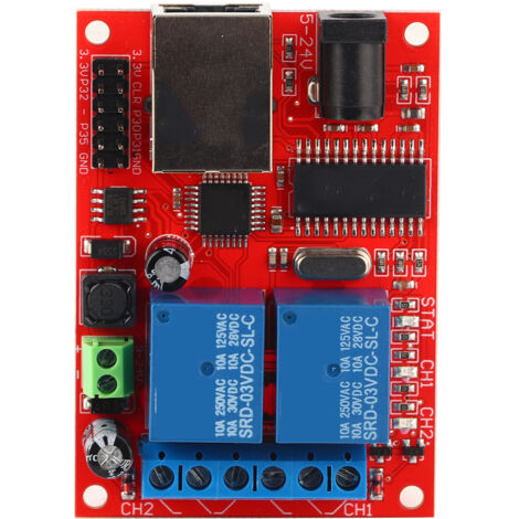 Module de Commande LAN Ethernet, Carte Relais 2 Voies Haute Qualité, Interrupteur à Temporisation DC 5V-24V (1/5)