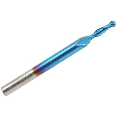 Fraises à queue en spirale à bout sphérique bleu plaqué, 2 lames, 3.175 x 3.175 x 8mm pour coupe et perçage (1/5)