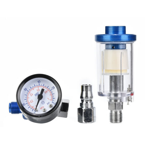 Régulateur de pression d'air 1/4" avec filtre séparateur eau/huile pour pistolet de peinture (1/5)