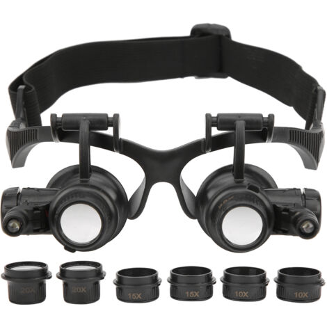 Loupe de bijouterie avec éclairage LED et 8 lentilles interchangeables (10X à 25X) (1/5)