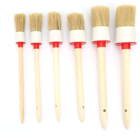 Ensemble de 6 Brosses de Détail Auto en Bois pour Cire et Peinture (1/5)
