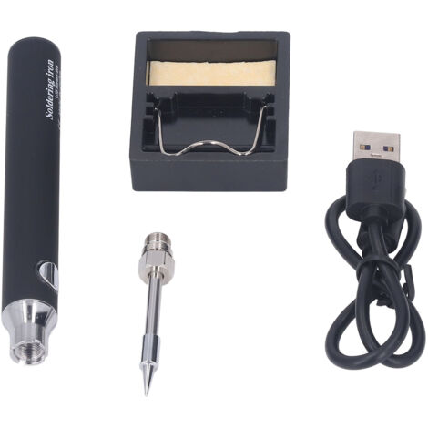 Fer à souder USB sans fil portable, 3 vitesses avec lumière indicateur, outil de soudage électrique noir (1/5)
